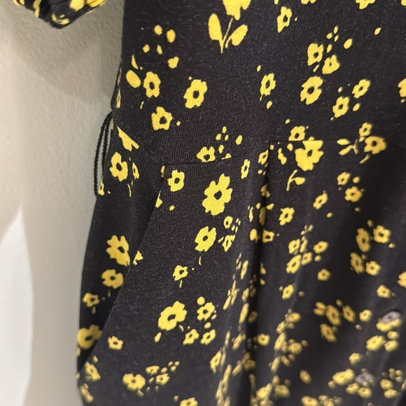 Boden black and yellow button down floral dress (without belt); has pockets! NWT - Picture 3 of 6
